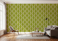 Minimal stripe rhythm in Craft Stripe Wallpaper with olive chartreuse tone, GD8527