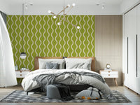 Soft graphic movement on Olive Chartreuse Wallpaper with cream detailing, GD8527