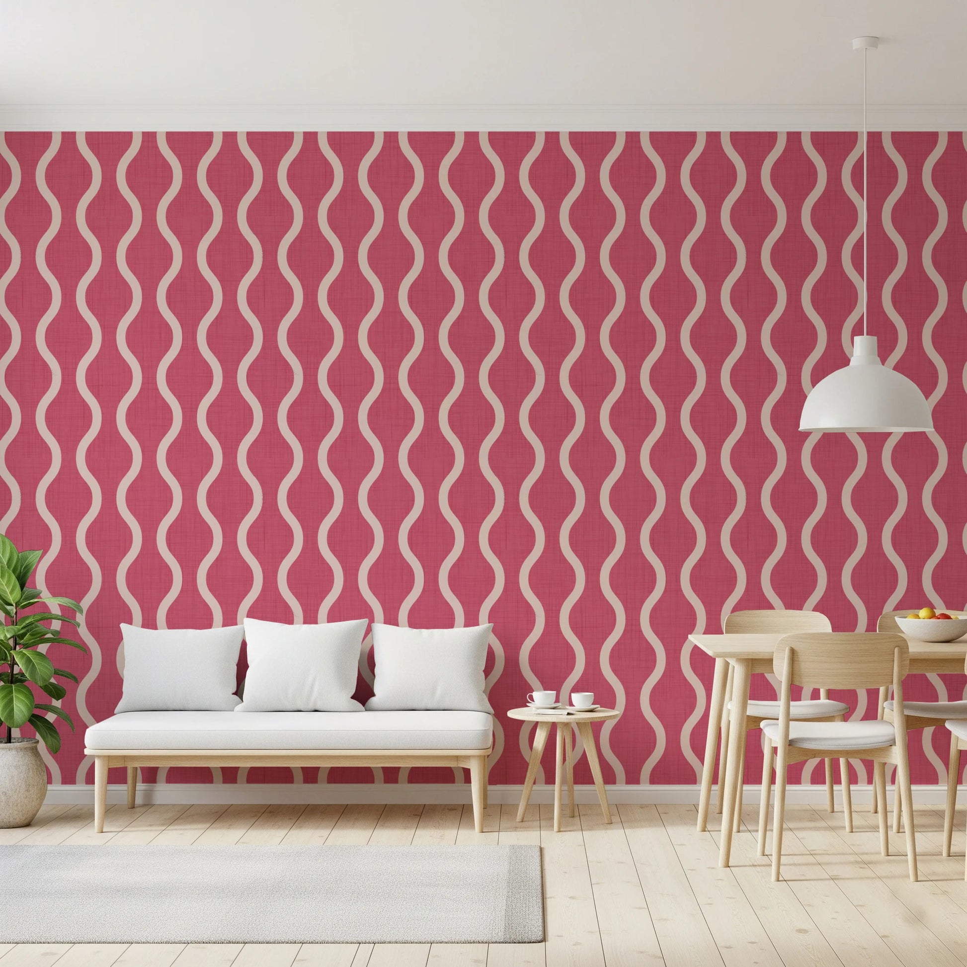 Soft pink surface on Craft Stripe Wallpaper with linen-like texture, GD8528