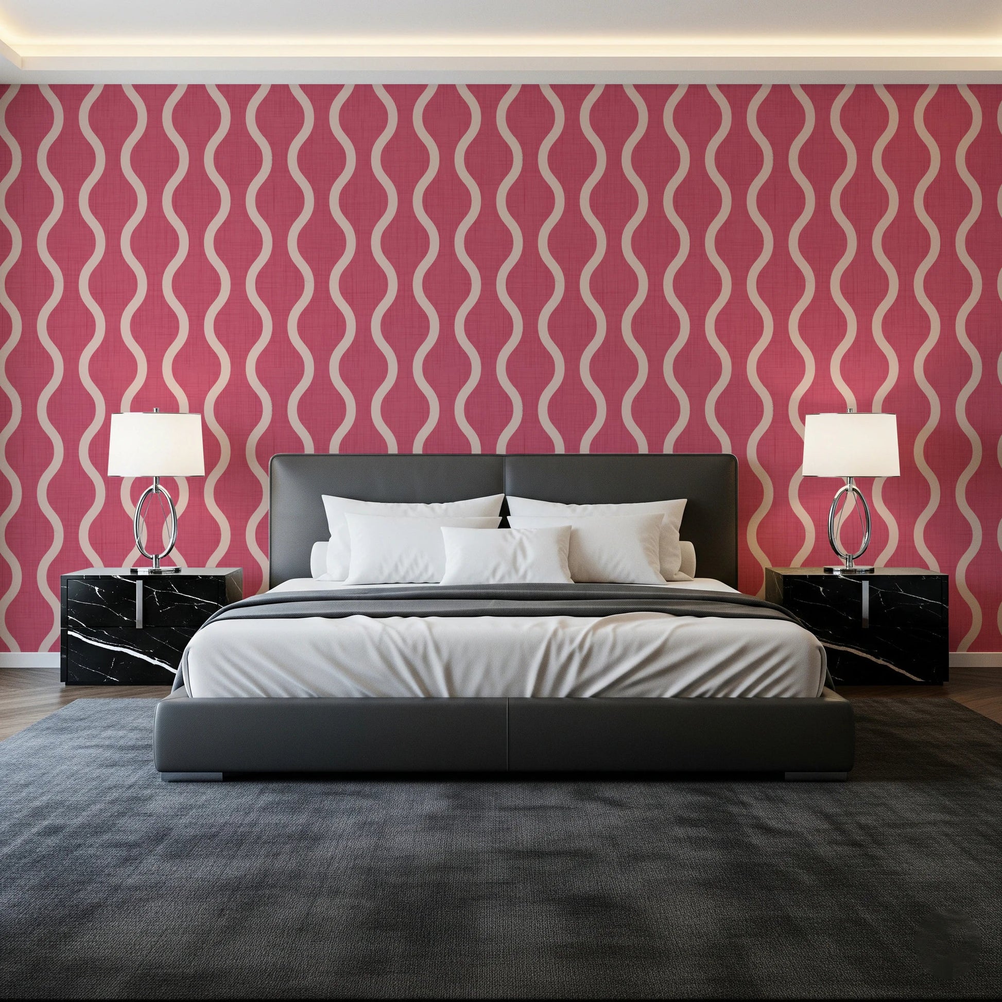 Textured pink background in Craft Stripe Wallpaper with curved lines, GD8528