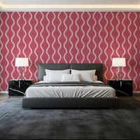 Textured pink background in Craft Stripe Wallpaper with curved lines, GD8528