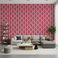 Minimal Scandinavian pattern on Scandi Folk Wallpaper in rosy clay shade, GD8528
