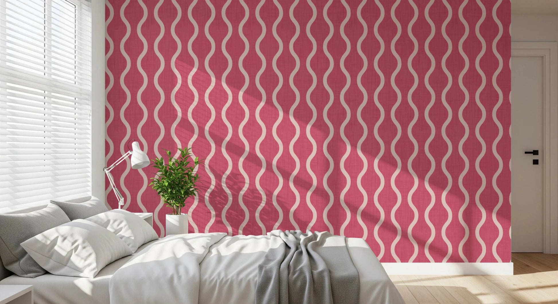 Craft Stripe Rose Clay Wallpaper in a warm pink tone with flowing lines, GD8528