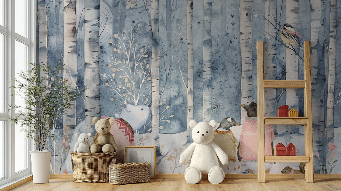 Winter forest animals for kids' rooms
