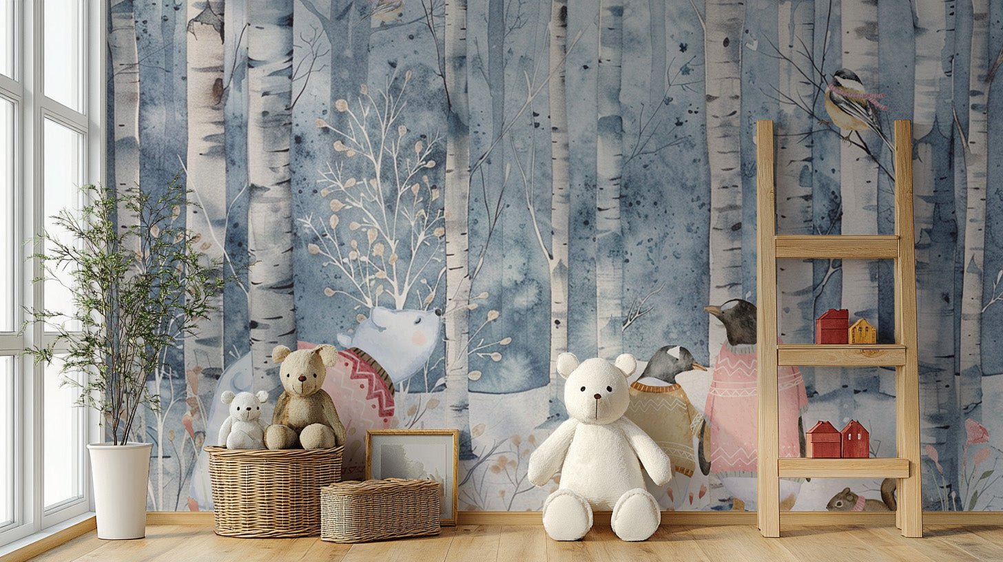 Winter forest animals for kids' rooms
