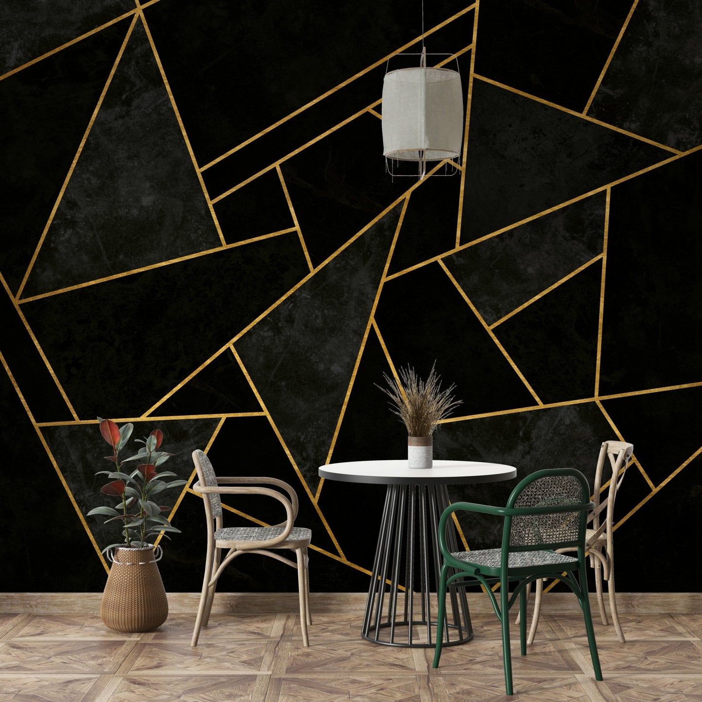 Bold black mural for interiors
