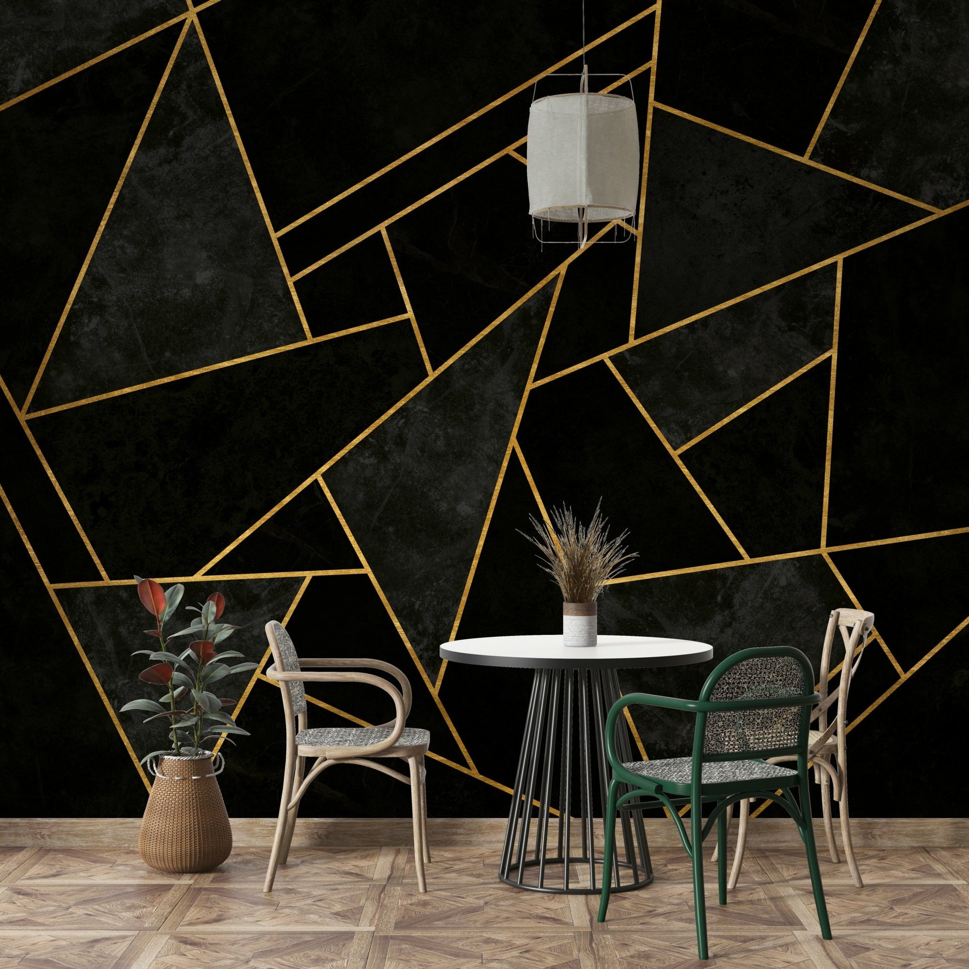 Bold black mural for interiors
