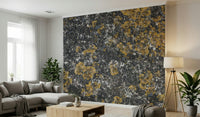 Cracked Stone Wall Mural in a contemporary dining area.