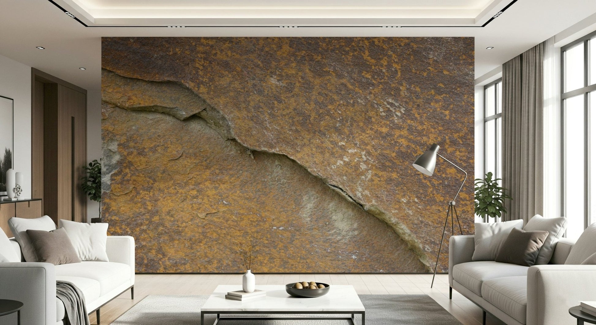 Detailed view of the Cracked Stone mural's fissures., GD6059