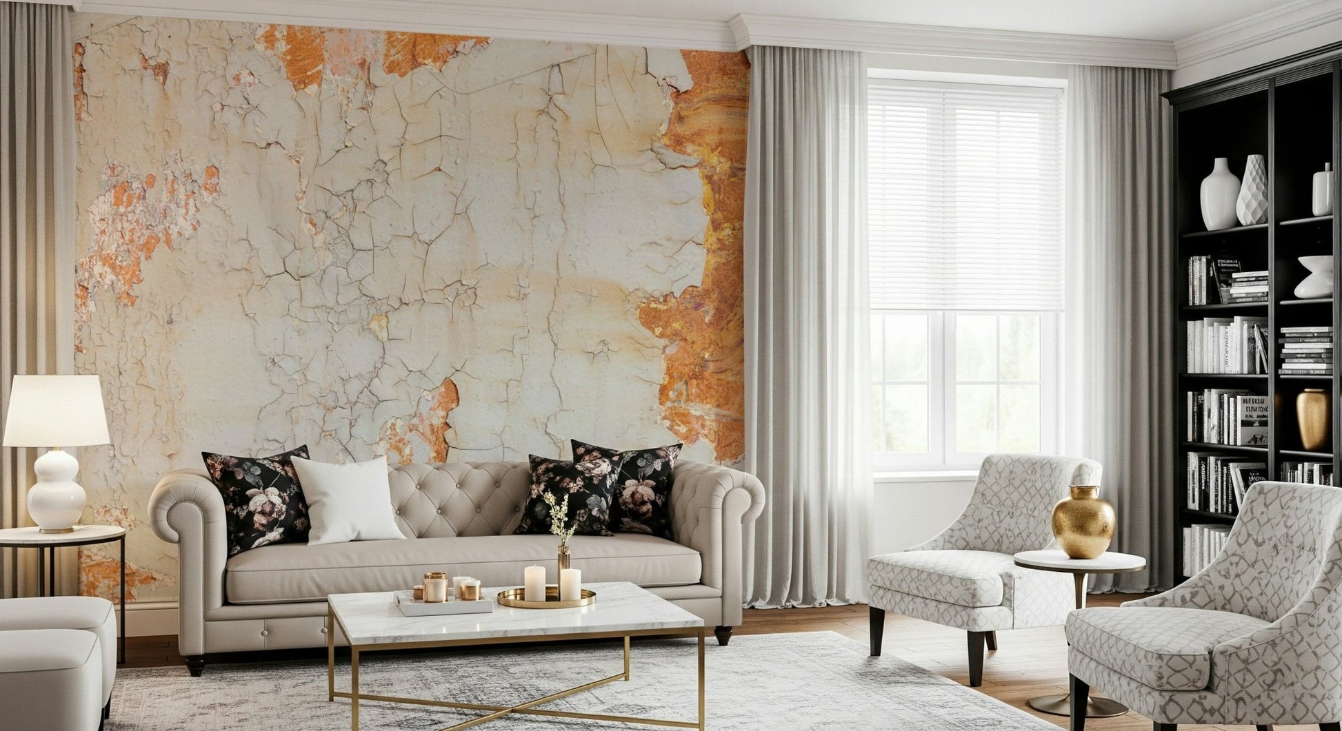 Detailed view of the abstract Cracked Texture mural design.