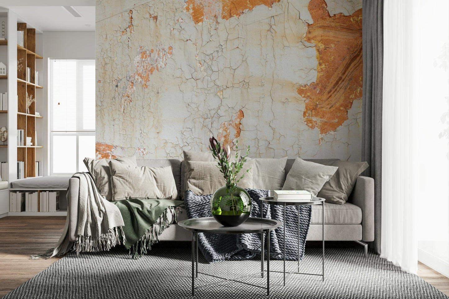 Modern sofa against the Cracked Texture wall mural.