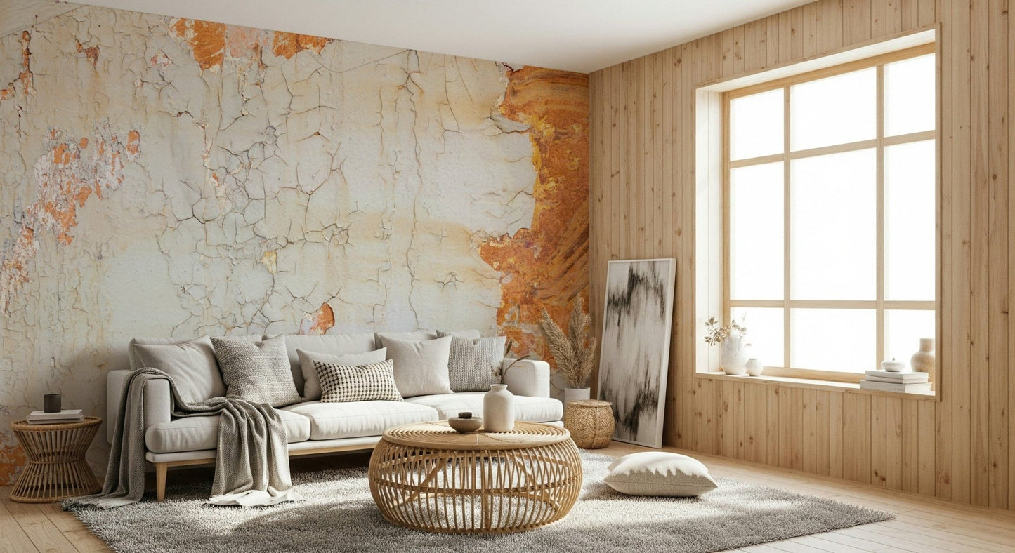 Minimalist office with Cracked Texture wall mural.
