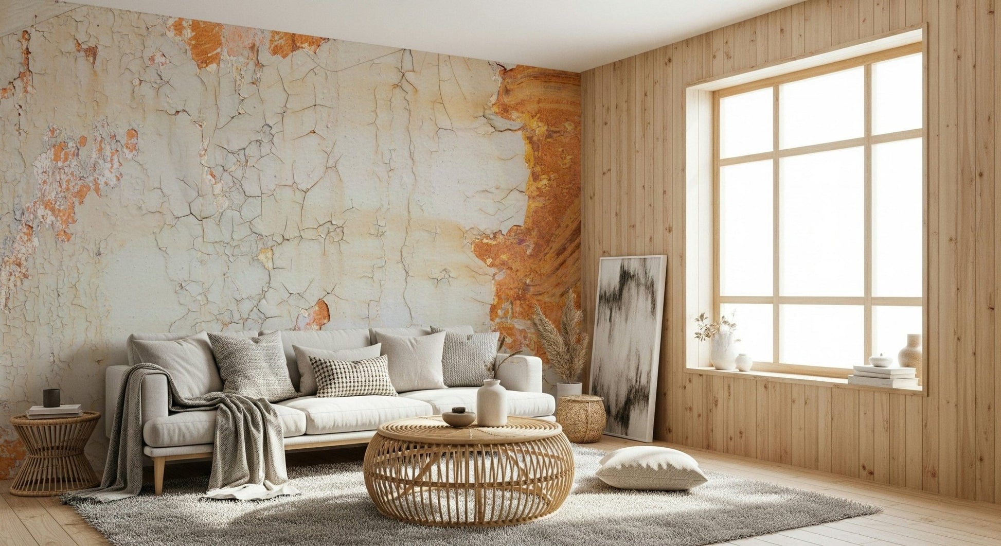 Minimalist office with Cracked Texture wall mural.