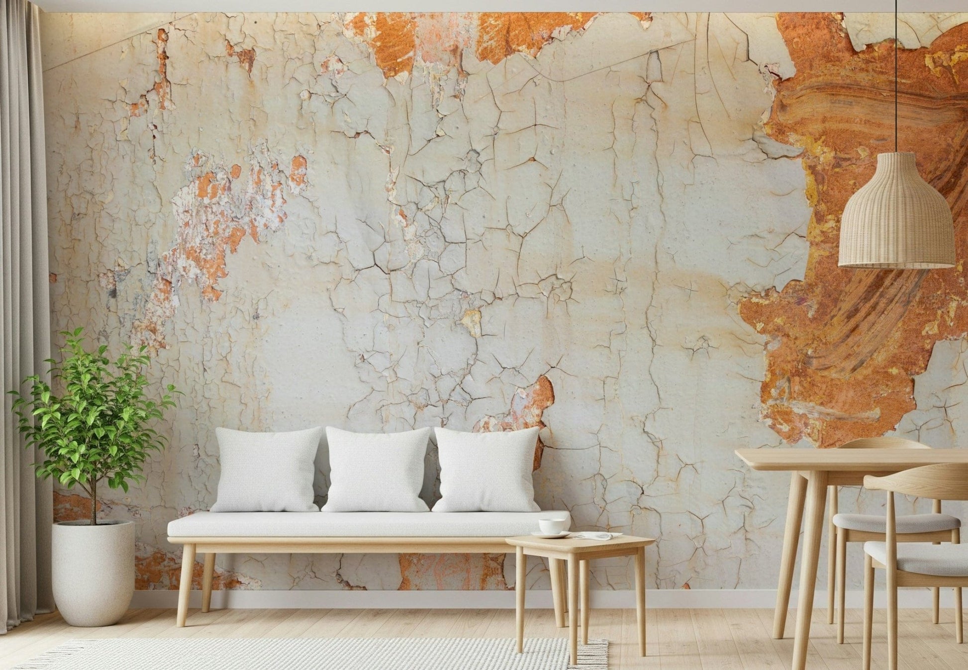 Full wall view of the abstract Cracked Texture mural.