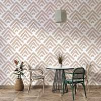 Cramy painted ornament wallpaper on a living room wall

