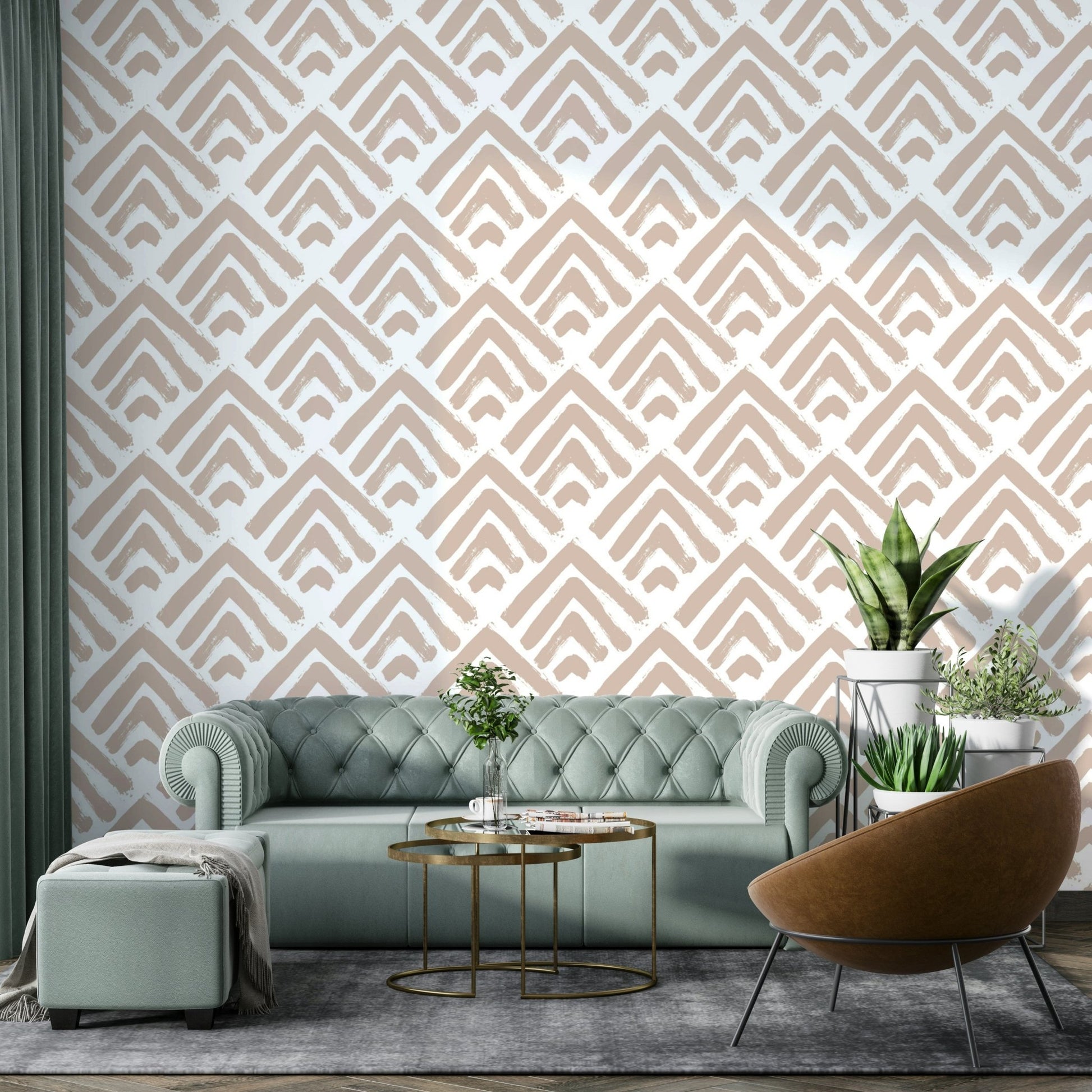 High-quality image of the cramy painted ornament wallpaper


