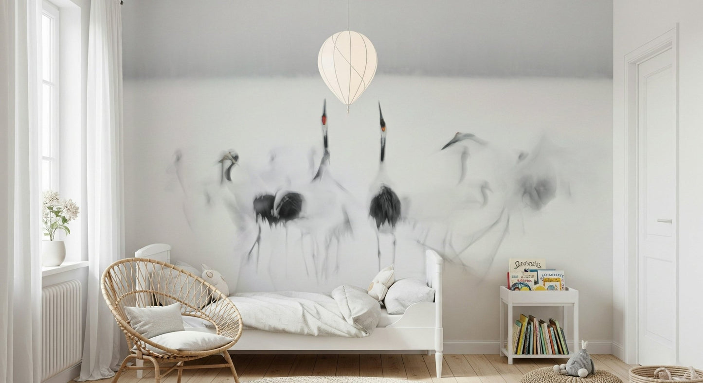 A graceful subtle pattern wall mural in cool, tranquil tones.