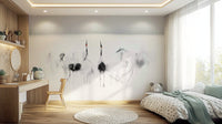 A beautiful modern art wall mural of delicate lines.