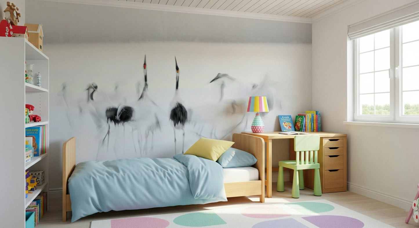 A contemplative gentle design wallpaper mural for a feature wall.