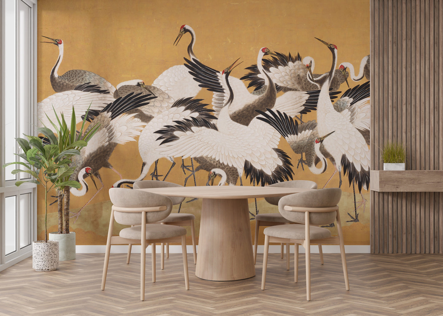 Japanese Flock Cranes Wallpaper For Walls - Giffywalls