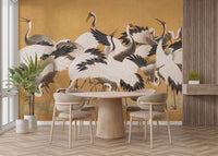 Japanese Flock Cranes Wallpaper For Walls - Giffywalls