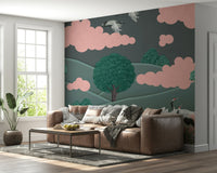 Crane's Dreamscape Wall Mural in a serene hallway with natural light wallpaper.