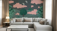 Crane's Dreamscape Wall Mural used as a focal point in a cozy nook wallpaper.