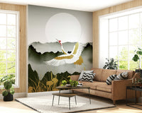 Golden sunrise wallpaper for a professional home office feature wall.