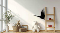 A peaceful Asian-inspired mural on decorative wallpaper., GD4854