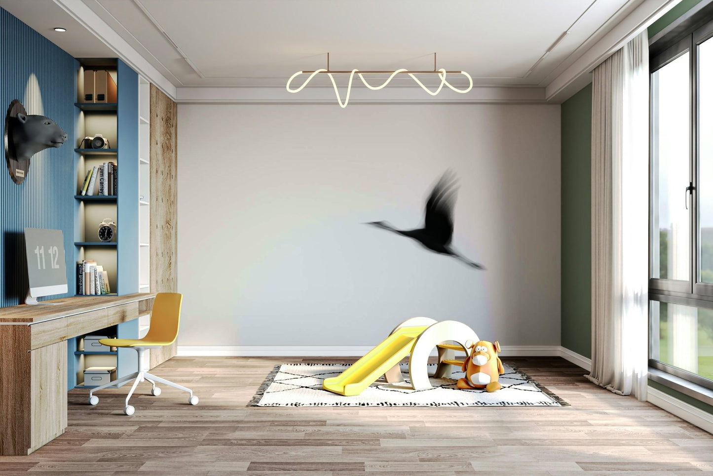 A classic crane bird wallpaper for walls., GD4854
