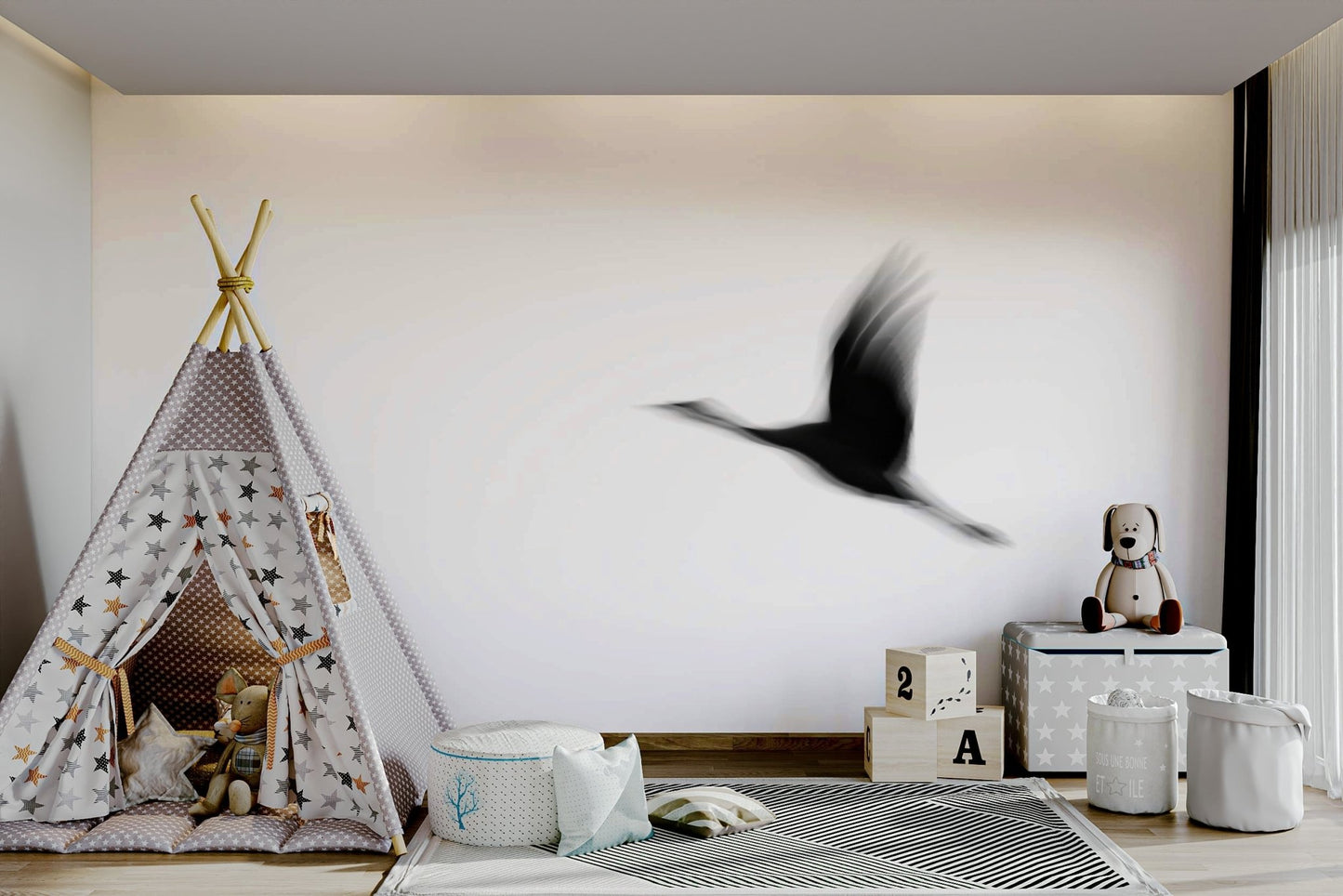 A tranquil bird design wall mural for your decor., GD4854