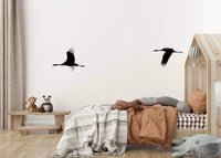 A graceful subtle bird wall mural in cool, natural tones., GD4855