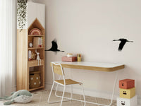 An artistic elegant crane mural on minimalist wallpaper., GD4855