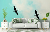 An artistic elegant crane mural on minimalist wallpaper., GD4852