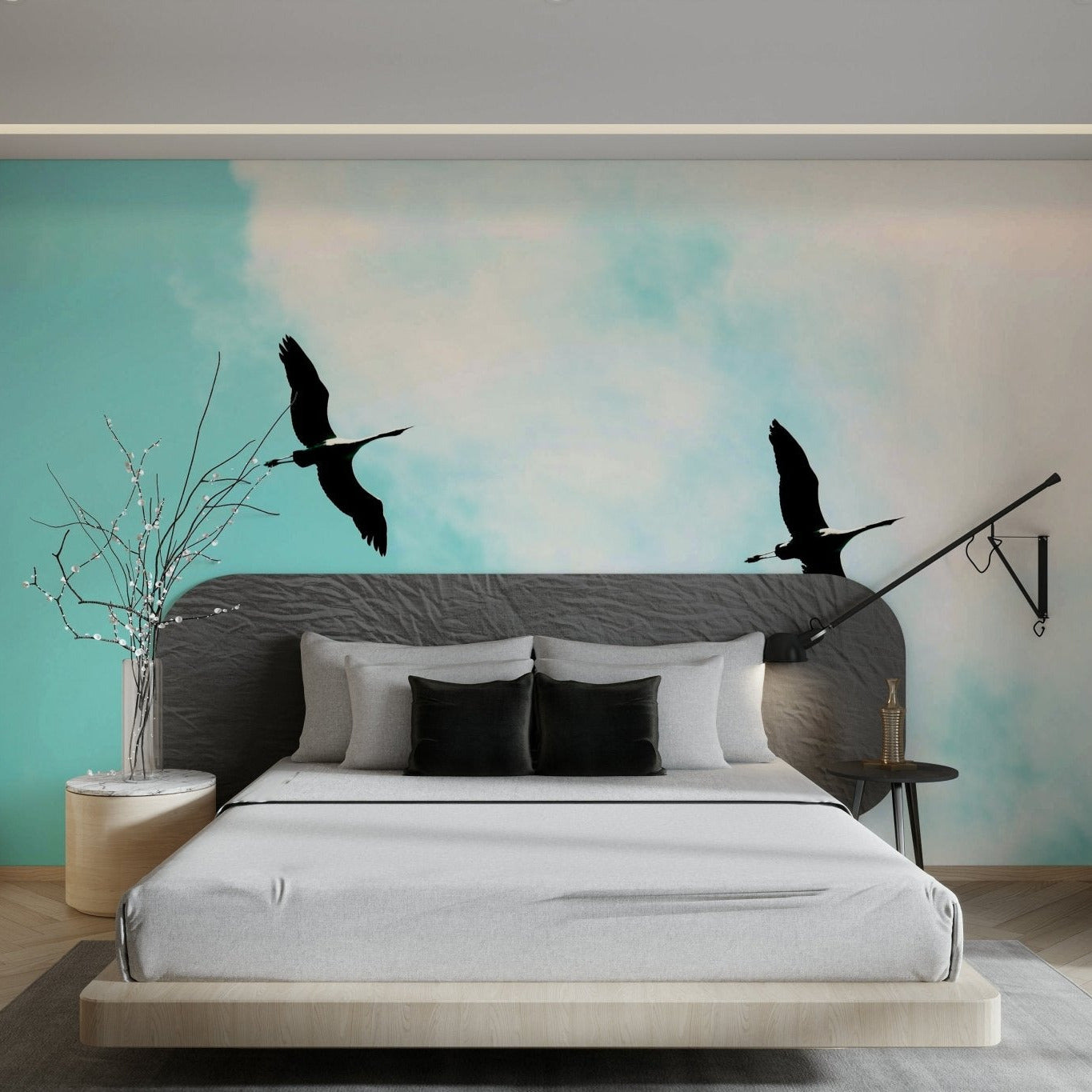 A classic crane bird wallpaper for walls., GD4852