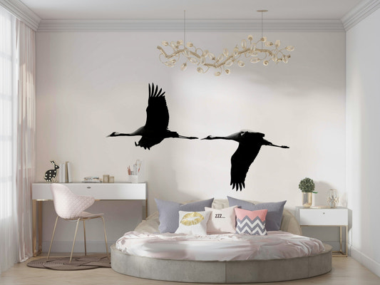 A beautiful serene crane wallpaper mural for a modern home.

