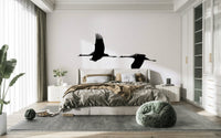 A graceful subtle bird wall mural in cool, natural tones., GD4778