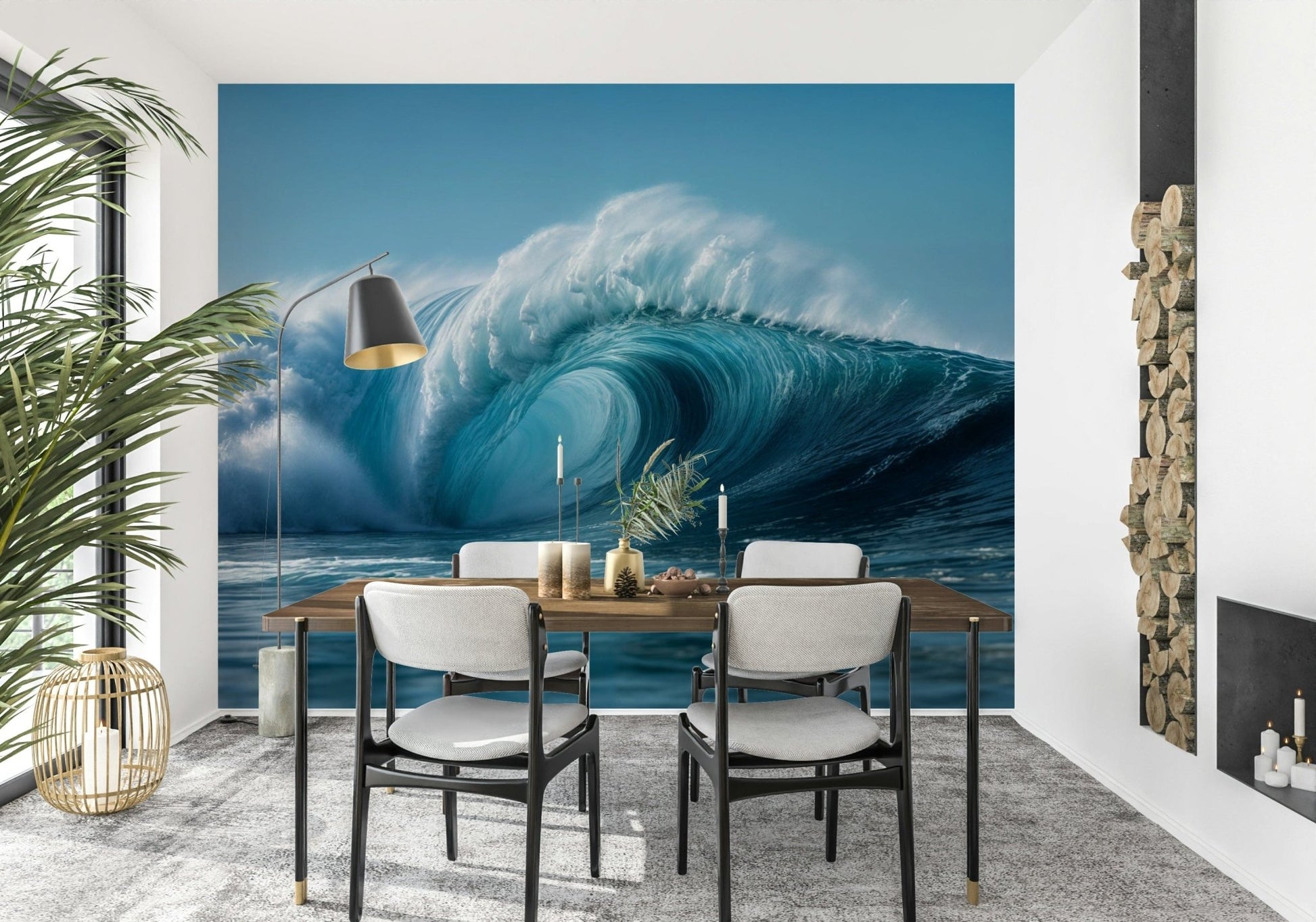 Vibrant Crashing Tide wall mural showcases cresting sea waves.