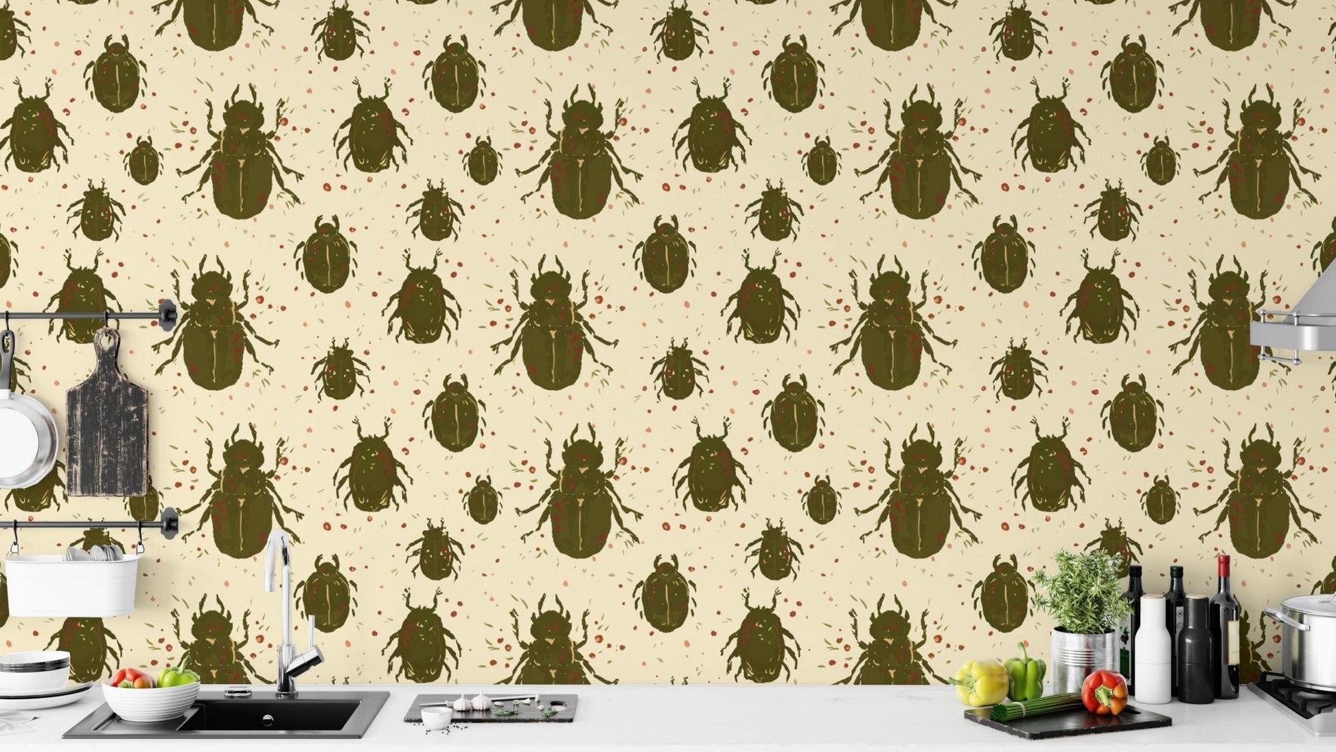 Sophisticated beetle design mural for modern wall decor. RNM22
