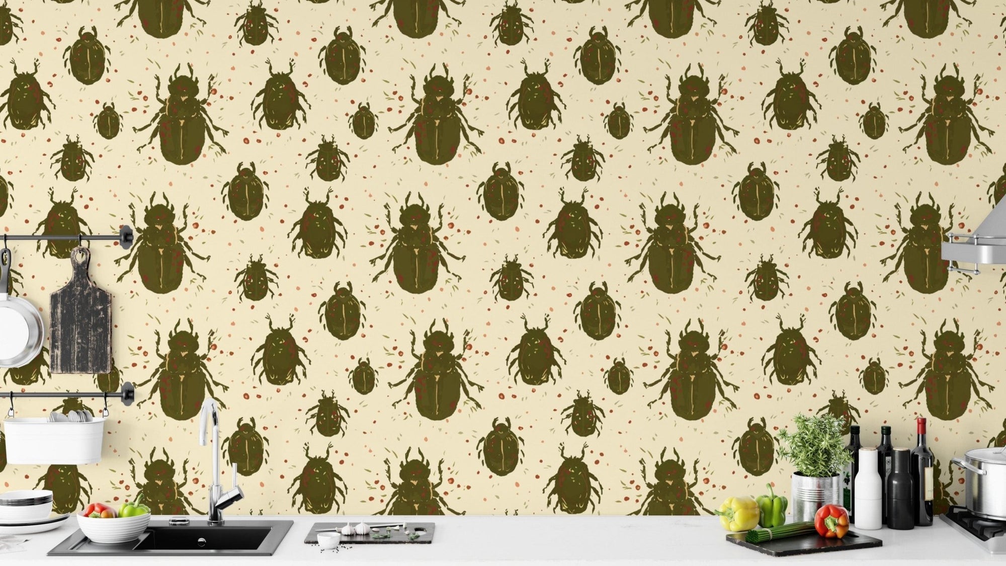 Sophisticated beetle design mural for modern wall decor. RNM22
