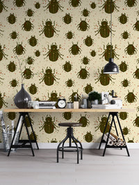 Playful crawling beetles wallpaper for creative and fun interiors. RNM22

