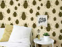 Nature-inspired beetles mural wallpaper for a striking wall accent. RNM22
