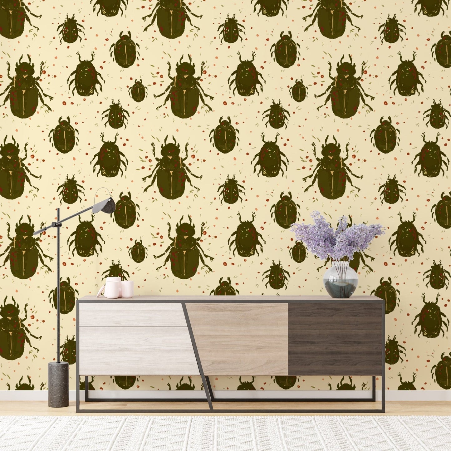 Stylish beetle-themed mural wallpaper for eclectic interiors. RNM22
