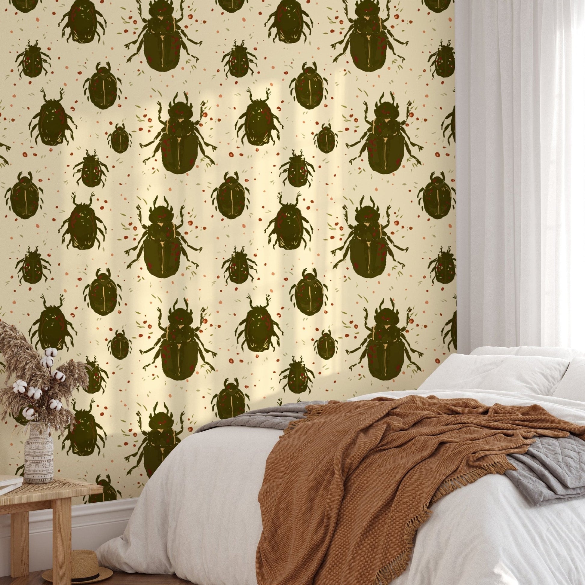 Intricate crawling beetles wallpaper for nature-inspired decor. RNM22
