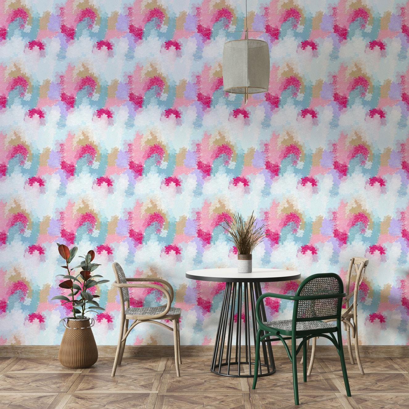 A beautiful, abstract art wallpaper mural.

