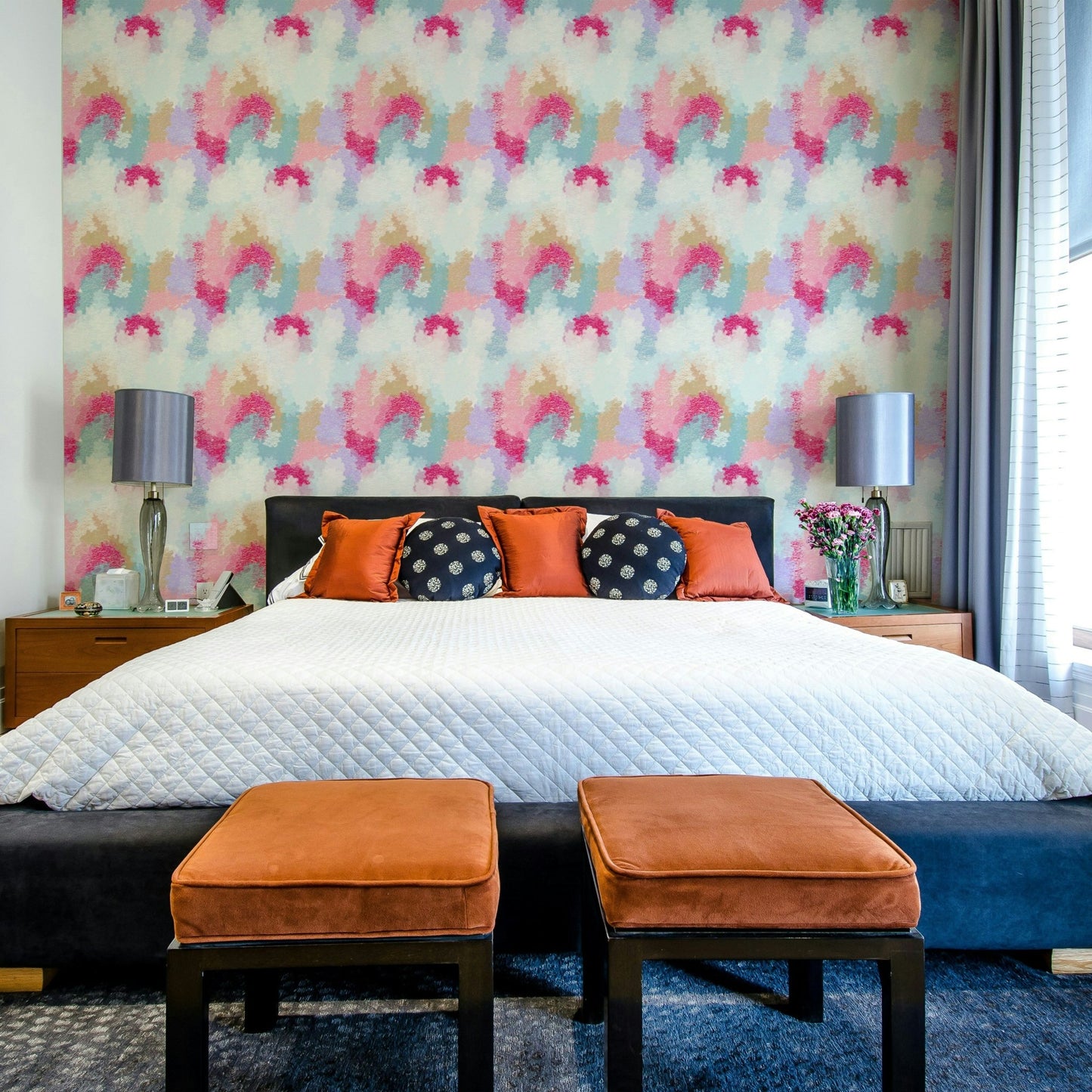 A vibrant abstract mural for home decor.

