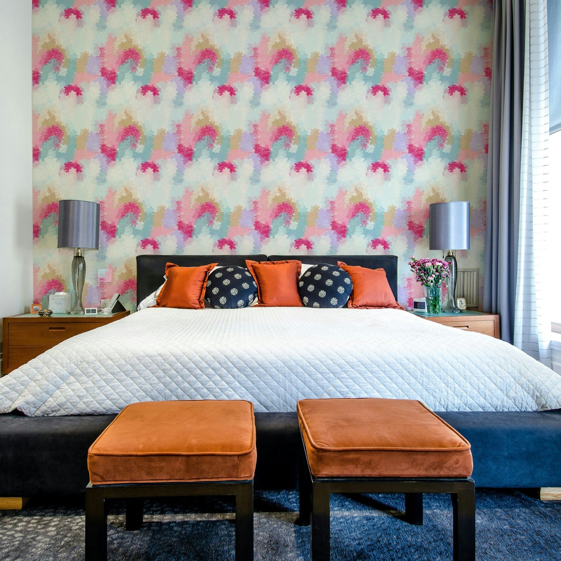 A vibrant abstract mural for home decor.

