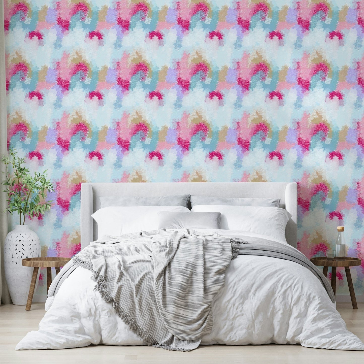 A modern artistic wallpaper mural for a home office.

