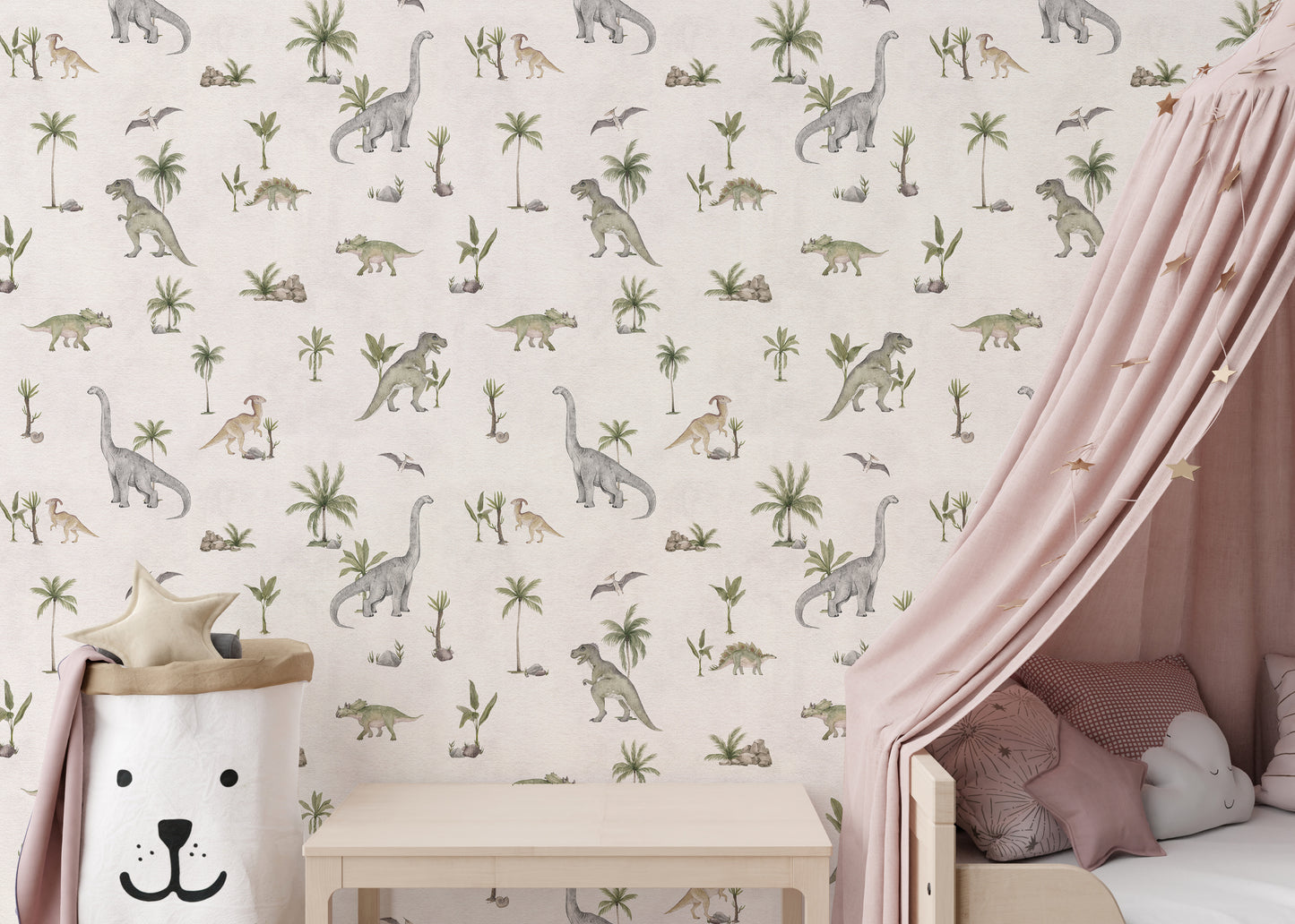 Cream Beige Dinosaur Wallpaper