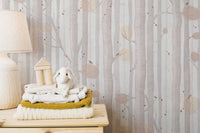 Cream color tree wallpaper mural design